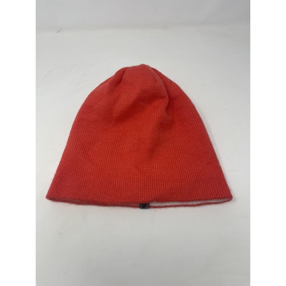 THE NORTH FACE ORANGE / WHITE REVERSIBLE BEANIE WITH SMALL LOGO - Picture 3 of 6